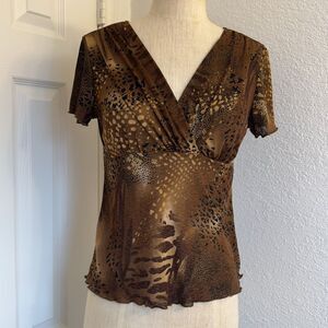 Y2k sheer leopard babydoll blouse